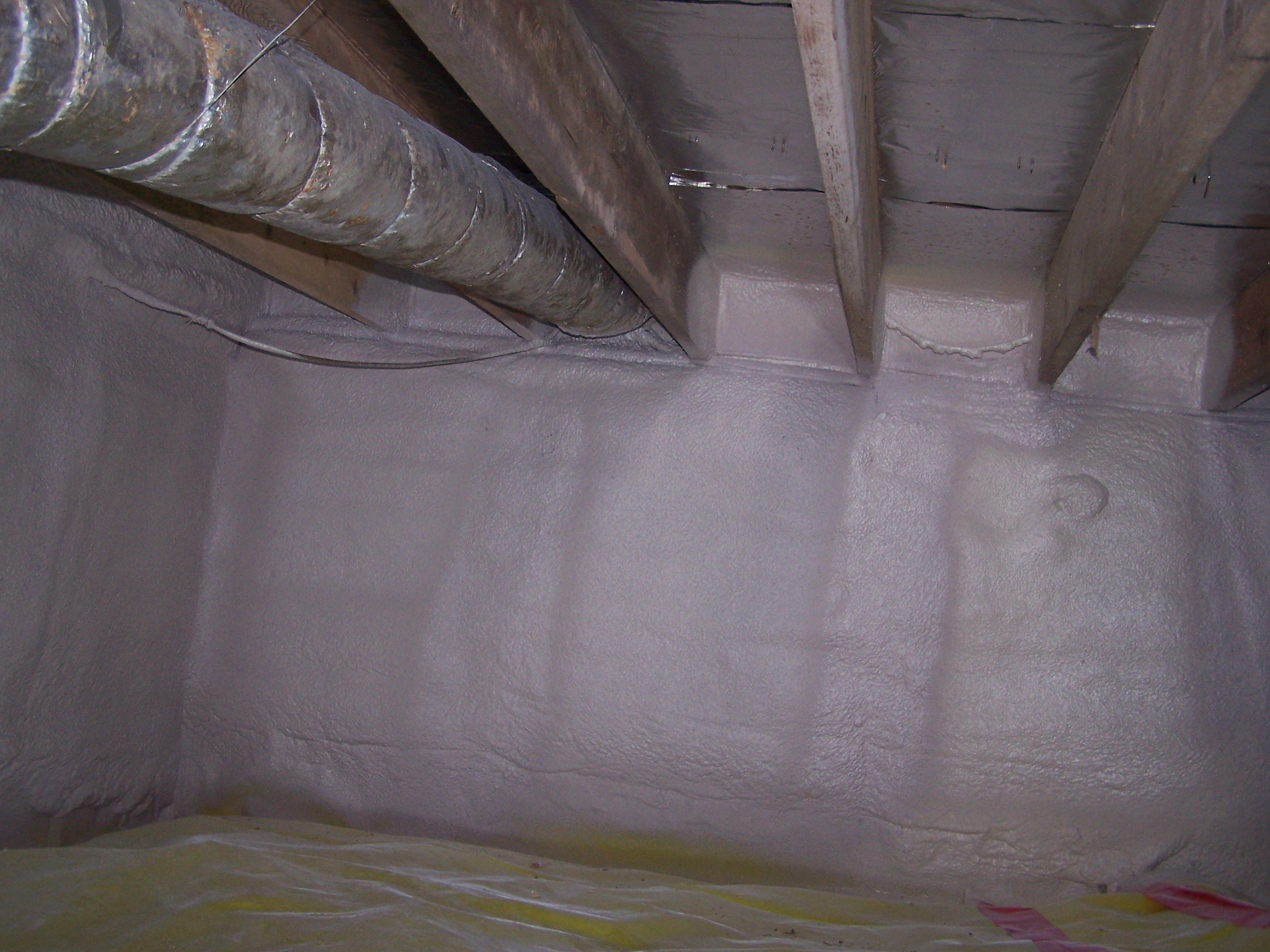 Insulated Crawl Space Foundation Walls The crawlspace foundation walls are insulated with closed cell spray foam insulation.